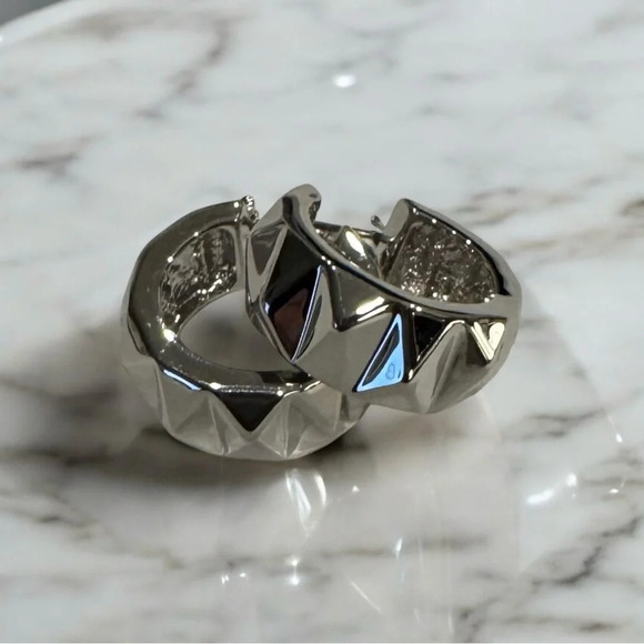 🇨🇦🆕5th Avenue Chunky Rhodium Earrings - Picture 1 of 14
